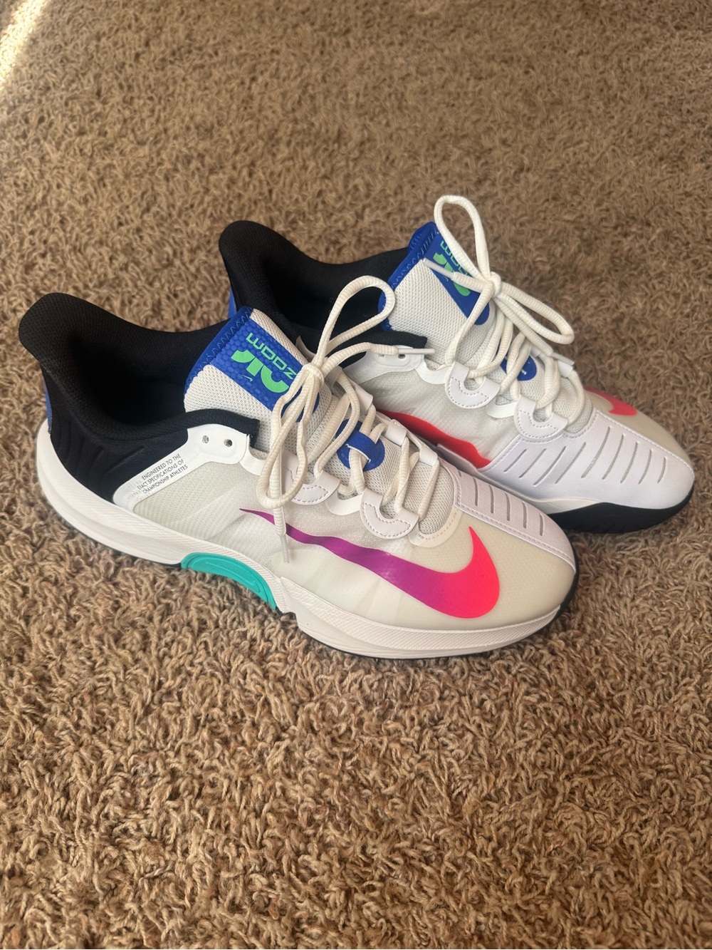Men’s Nike Court Air Zoom - White Sneakers with Pink-to-Purple Swoosh